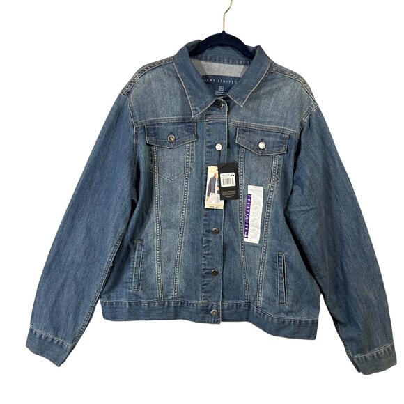 THE LIMITED Women's Size 2XL Blue Stretch Denim Jacket Buttons NWT - Picture 1 of 13